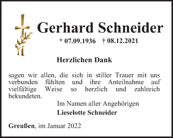 Traueranzeige von Gerhard Schneider