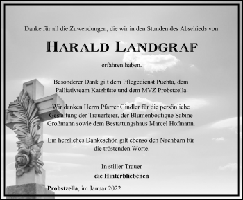 Traueranzeige von Harald Landgraf von Ostthüringer Zeitung