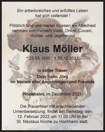 Traueranzeige von Klaus Möller von Thüringer Allgemeine, Thüringische Landeszeitung