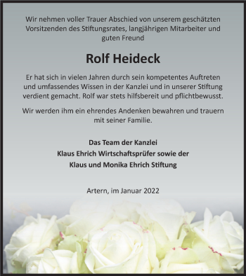 Traueranzeige von Rolf Heideck von Thüringer Allgemeine