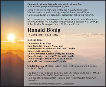 Traueranzeige von Ronald Bönig