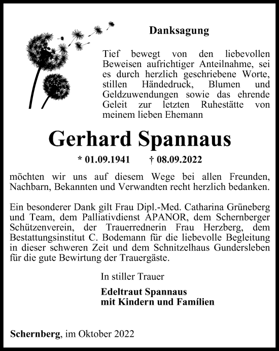 Traueranzeige von Gerhard Spannaus