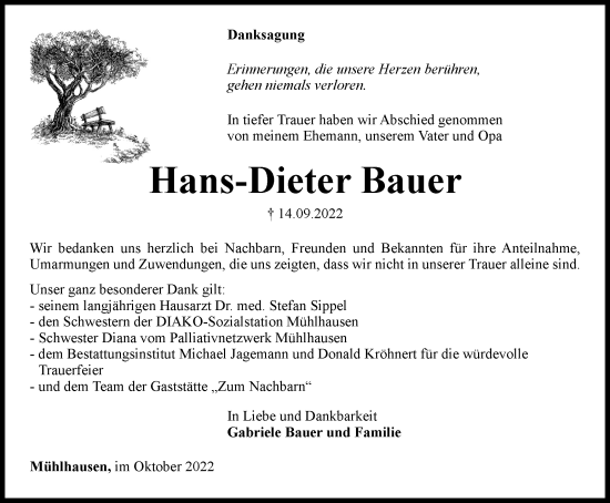 Traueranzeigen Von Hans Dieter Bauer Trauer In Thueringende 