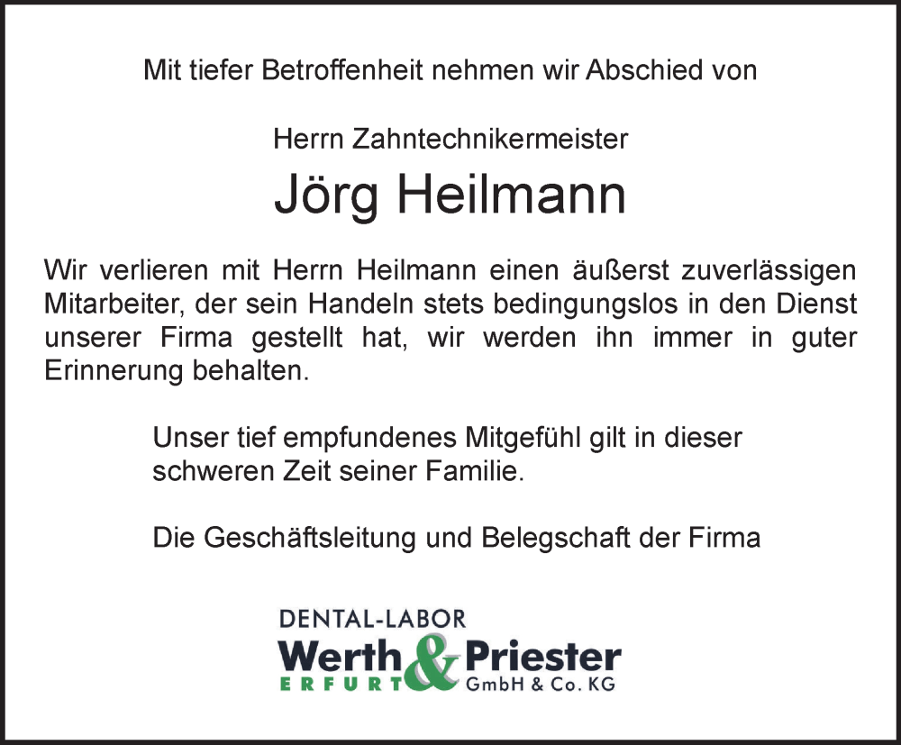  Traueranzeige für Jörg Heilmann vom 15.10.2022 aus Thüringer Allgemeine, Thüringische Landeszeitung