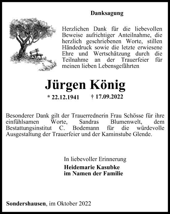 Traueranzeige von Jürgen König