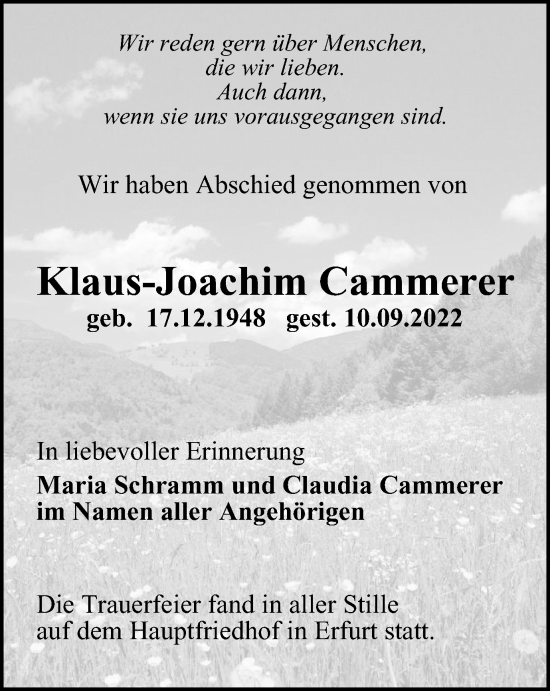 Traueranzeige von Klaus-Joachim Cammerer