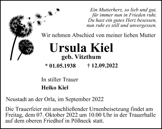 Traueranzeige von Ursula Kiel