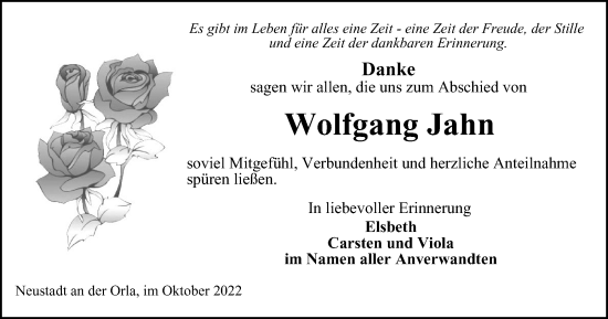 Traueranzeige von Wolfgang Jahn