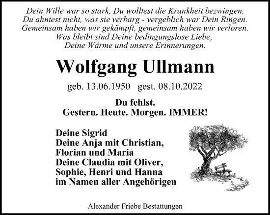 Traueranzeige von Wolfgang Ullmann