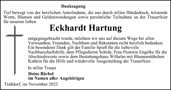 Traueranzeige von Eckhardt Hartung von Thüringer Allgemeine