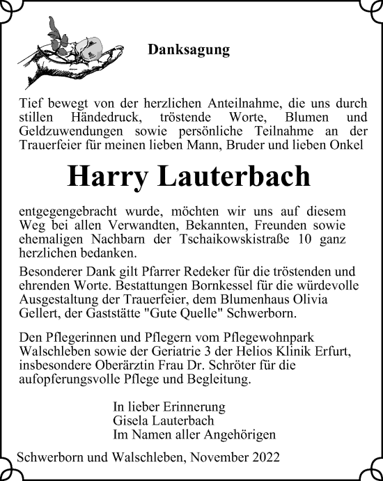 Traueranzeige von Harry Lauterbach von Thüringer Allgemeine, Thüringische Landeszeitung