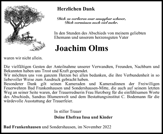 Traueranzeige von Joachim Olms