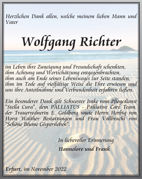 Traueranzeige von Wolfgang Richter