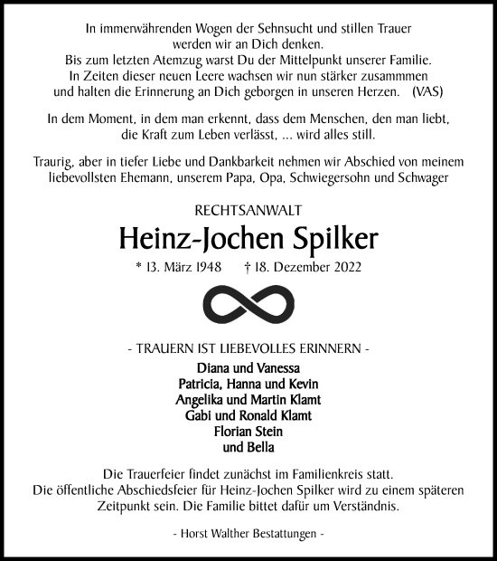 Traueranzeige von Heinz-Jochen Spilker