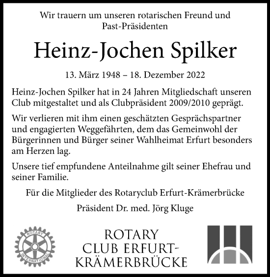 Traueranzeige von Heinz-Jochen Spilker