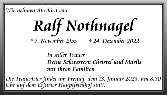 Traueranzeige von Ralf Nothnagel