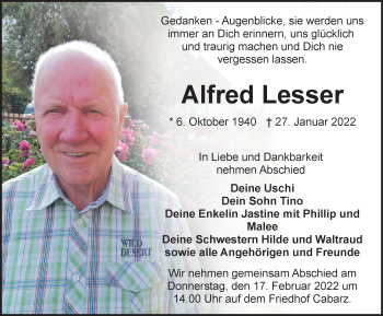 Traueranzeige von Alfred Lesser