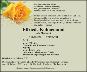 Traueranzeige von Elfriede Kühnemund