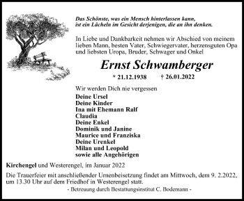 Traueranzeige von Ernst Schwamberger