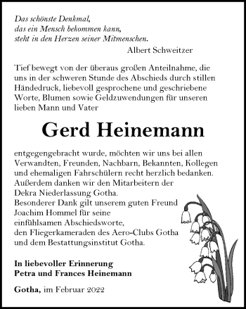 Traueranzeige von Gerd Heinemann