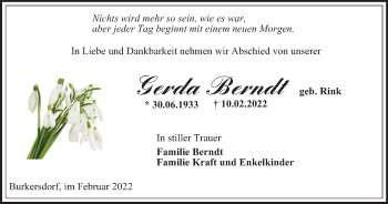 Traueranzeige von Gerda Berndt