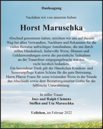 Traueranzeige von Horst Maruschka