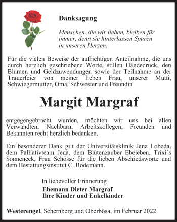 Traueranzeige von Margit Margraf