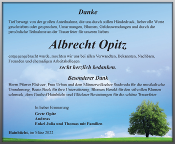 Traueranzeige von Albrecht Opitz von Ostthüringer Zeitung