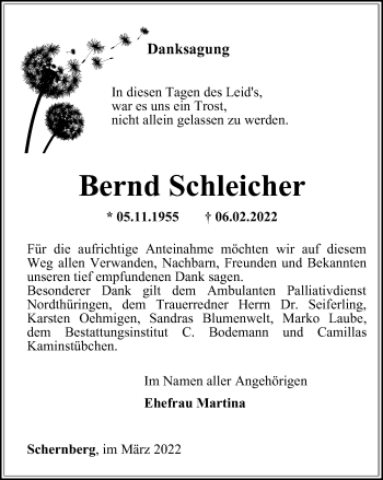 Traueranzeige von Bernd Schleicher