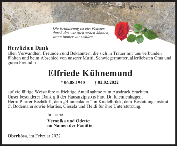 Traueranzeige von Elfriede Kühnemund