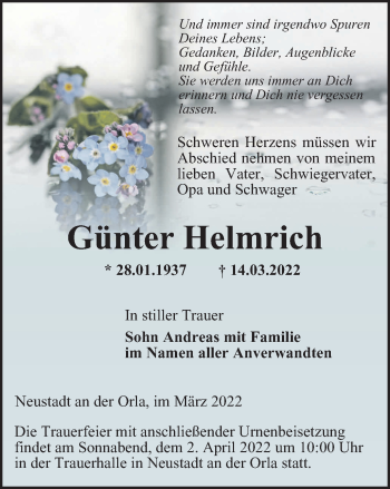 Traueranzeige von Günter Helmrich