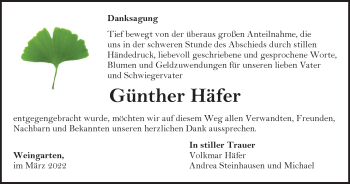 Traueranzeige von Günther Häfer