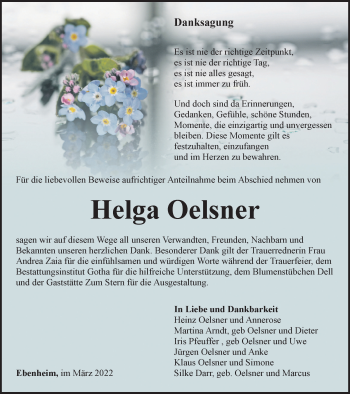 Traueranzeige von Helga Oelsner