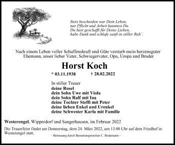 Traueranzeige von Horst Koch