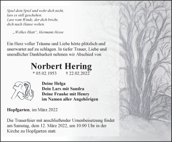 Traueranzeige von Norbert Hering von Thüringer Allgemeine, Thüringische Landeszeitung