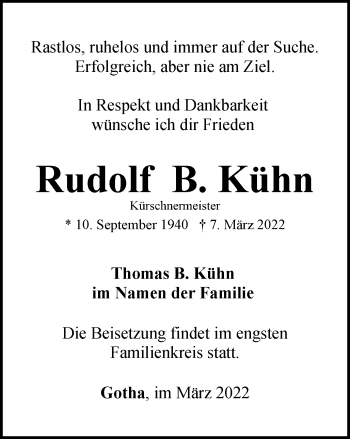 Traueranzeige von Rudolf Kühn