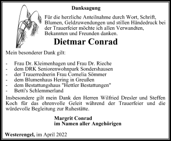 Traueranzeige von Dietmar Conrad von Thüringer Allgemeine
