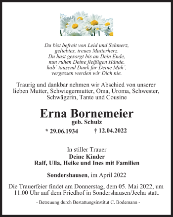 Traueranzeige von Erna Bornemeier