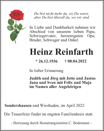 Traueranzeige von Heinz Reinfarth