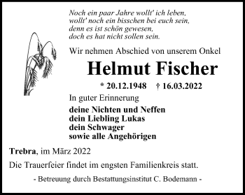 Traueranzeige von Helmut Fischer