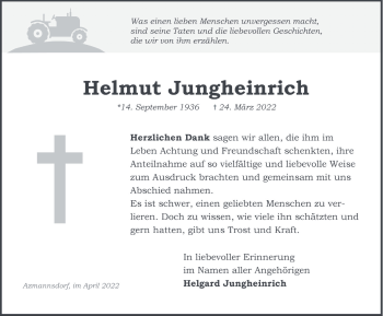 Traueranzeige von Helmut Jungheinrich von Thüringer Allgemeine, Thüringische Landeszeitung