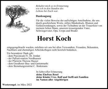 Traueranzeige von Horst Koch