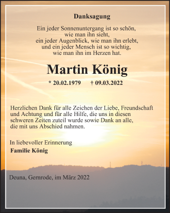 Traueranzeige von Martin König von Thüringer Allgemeine