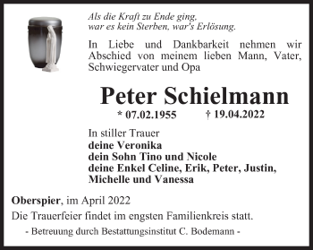 Traueranzeige von Peter Schielmann