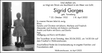 Traueranzeige von Sigrid Gorges von Thüringer Allgemeine