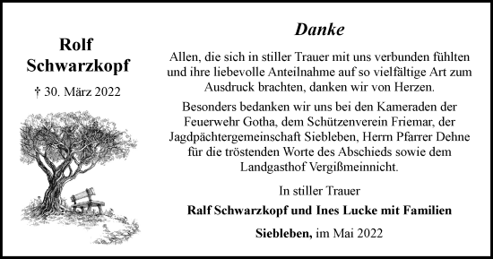 Traueranzeige von Rolf Schwarzkopf von Thüringer Allgemeine, Thüringische Landeszeitung