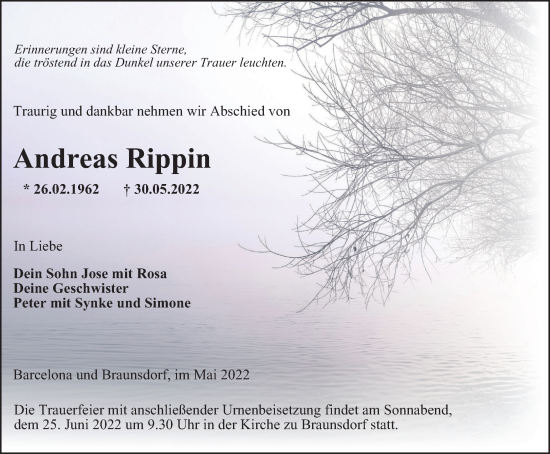 Traueranzeige von Andreas Rippin