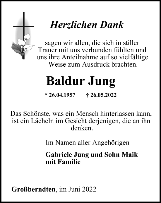 Traueranzeige von Baldur Jung