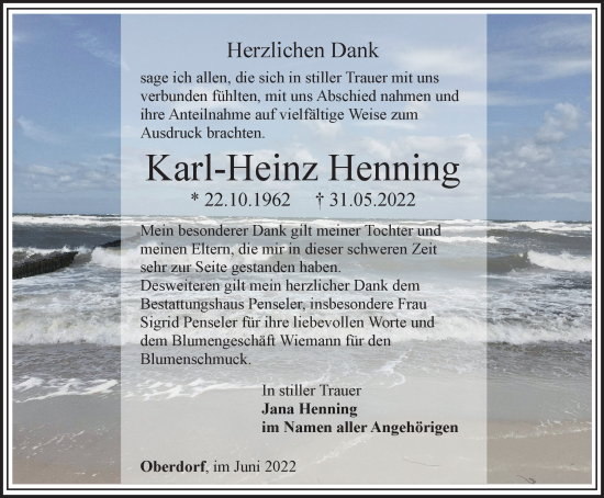 Traueranzeige von Karl-Heinz Henning von Thüringer Allgemeine