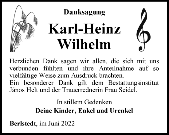 Traueranzeige von Karl-Heinz Wilhelm von Thüringer Allgemeine, Thüringische Landeszeitung